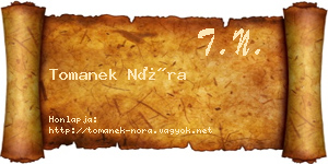 Tomanek Nóra névjegykártya